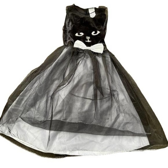 Black Cat Halloween Costume Dress Up Gown Sleeveless Tulle Size Large 10-12 - Picture 2 of 8